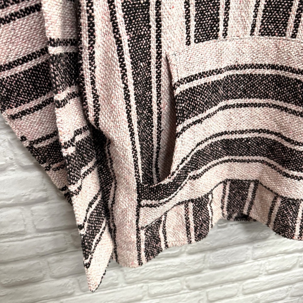 Mexican Poncho Baja Hoodie Surfer Skater Drug Rug Pullover Pink Black Stripes 2X - Picture 2 of 13